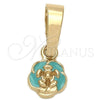 Dije Elegante 05.163.0071.5 Oro Laminado, Diseño de Flor, Esmaltado Azul, Tono Dorado