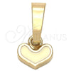 Dije Elegante 05.163.0075 Oro Laminado, Diseño de Corazón, Esmaltado Blanco, Tono Dorado