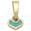 Dije Elegante 05.163.0075.4 Oro Laminado, Diseño de Corazón, Esmaltado Acqua, Tono Dorado