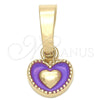 Dije Elegante 05.163.0076.4 Oro Laminado, Diseño de Corazón, Esmaltado Violeta, Tono Dorado