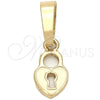 Dije Elegante 05.163.0077.1 Oro Laminado, Diseño de Corazón, Esmaltado Blanco, Tono Dorado