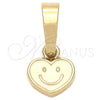 Dije Elegante 05.163.0078.2 Oro Laminado, Diseño de Corazón, Esmaltado Blanco, Tono Dorado
