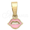 Dije Elegante 05.163.0079 Oro Laminado, Diseño de Corazón, Esmaltado Rosado, Tono Dorado