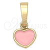 Dije Elegante 05.163.0080.3 Oro Laminado, Diseño de Corazón, Esmaltado Rosado, Tono Dorado