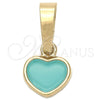 Dije Elegante 05.163.0080.4 Oro Laminado, Diseño de Corazón, Esmaltado Acqua, Tono Dorado