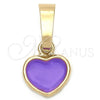 Dije Elegante 05.163.0080.5 Oro Laminado, Diseño de Corazón, Esmaltado Violeta, Tono Dorado
