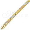 Pulsera Solida 03.102.0023.08 Oro Laminado, Pulido, Tres Tonos (08 MM Thickness, 8 Inches Length)