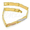 Pulsera Solida 03.102.0023.08 Oro Laminado, Pulido, Tres Tonos (08 MM Thickness, 8 Inches Length)