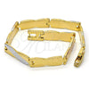 Pulsera Solida 03.102.0023.08 Oro Laminado, Pulido, Tres Tonos (08 MM Thickness, 8 Inches Length)