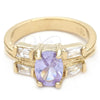 Anillo Elegante 5.166.008.3.06 Oro Laminado, con Lavender and Blanca Zirconia Cubica, Pulido, Tono Dorado (Size 6)