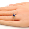 Anillo Multi Piedra 01.239.0003.7 Oro Laminado, con Bermuda Blue Swarovski Elements, Pulido, Tono Dorado (One size fits all)