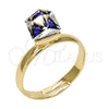 Anillo Multi Piedra 01.239.0003.7 Oro Laminado, con Bermuda Blue Swarovski Elements, Pulido, Tono Dorado (One size fits all)