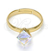 Anillo Multi Piedra 01.239.0003.9 Oro Laminado, con Aurore Boreale Swarovski Elements, Pulido, Tono Dorado (One size fits all)