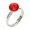 Anillo Multi Piedra 01.239.0009.5 Rodio Laminado, con Swarovski Elements Padparadscha, Pulido, Rodinado (Talla Unica)