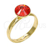 Anillo Multi Piedra 01.239.0009.6 Oro Laminado, con Padparadscha Swarovski Elements, Pulido, Tono Dorado (One size fits all)