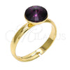 Anillo Multi Piedra 01.239.0009.7 Oro Laminado, con Amethyst Swarovski Elements, Pulido, Tono Dorado (One size fits all)