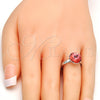 Anillo Multi Piedra 01.239.0001.4 Rodio Laminado, con Swarovski Elements Rose Peach, Pulido, Rodinado (Talla Unica)
