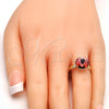 Anillo Multi Piedra 01.239.0001.7 Oro Laminado, con Rose Peach Swarovski Elements, Pulido, Tono Dorado (One size fits all)