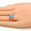 Anillo Multi Piedra 01.239.0001.9 Oro Laminado, con Aquamarine Swarovski Elements, Pulido, Tono Dorado (One size fits all)
