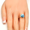 Anillo Multi Piedra 01.239.0001.9 Oro Laminado, con Aquamarine Swarovski Elements, Pulido, Tono Dorado (One size fits all)