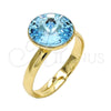 Anillo Multi Piedra 01.239.0001.9 Oro Laminado, con Aquamarine Swarovski Elements, Pulido, Tono Dorado (One size fits all)