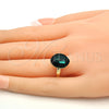 Anillo Multi Piedra 01.239.0008.9 Oro Laminado, con Emerald Swarovski Elements, Pulido, Tono Dorado (One size fits all)