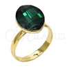 Anillo Multi Piedra 01.239.0008.9 Oro Laminado, con Emerald Swarovski Elements, Pulido, Tono Dorado (One size fits all)