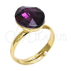 Anillo Multi Piedra 01.239.0008.11 Oro Laminado, con Amethyst Swarovski Elements, Pulido, Tono Dorado (One size fits all)