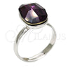 Anillo Multi Piedra 01.239.0011.2 Rodio Laminado, con Swarovski Elements Amethyst, Pulido, Rodinado (Talla Unica)