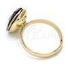 Anillo Multi Piedra 01.239.0011.8 Oro Laminado, con Amethyst Swarovski Elements, Pulido, Tono Dorado (One size fits all)