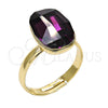 Anillo Multi Piedra 01.239.0011.8 Oro Laminado, con Amethyst Swarovski Elements, Pulido, Tono Dorado (One size fits all)