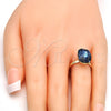 Anillo Multi Piedra 01.239.0011.9 Oro Laminado, con Denin Blue Swarovski Elements, Pulido, Tono Dorado (One size fits all)