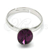Anillo Multi Piedra 01.239.0004.2 Rodio Laminado, con Swarovski Elements Amethyst, Pulido, Rodinado (Talla Unica)