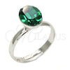Anillo Multi Piedra 01.239.0004.3 Rodio Laminado, con Swarovski Elements Emerald, Pulido, Rodinado (Talla Unica)