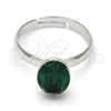 Anillo Multi Piedra 01.239.0004.3 Rodio Laminado, con Swarovski Elements Emerald, Pulido, Rodinado (Talla Unica)