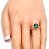 Anillo Multi Piedra 01.239.0004.6 Oro Laminado, con Emerald Swarovski Elements, Pulido, Tono Dorado (One size fits all)
