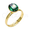 Anillo Multi Piedra 01.239.0004.6 Oro Laminado, con Emerald Swarovski Elements, Pulido, Tono Dorado (One size fits all)