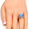 Anillo Multi Piedra 01.239.0005.2 Rodio Laminado, con Swarovski Elements Aquamarine, Pulido, Rodinado (Talla Unica)