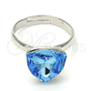 Anillo Multi Piedra 01.239.0005.2 Rodio Laminado, con Swarovski Elements Aquamarine, Pulido, Rodinado (Talla Unica)