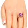 Anillo Multi Piedra 01.239.0005.3 Rodio Laminado, con Swarovski Elements Rose, Pulido, Rodinado (Talla Unica)