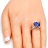 Anillo Multi Piedra 01.239.0005.4 Rodio Laminado, con Swarovski Elements Tanzanite, Pulido, Rodinado (Talla Unica)