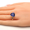 Anillo Multi Piedra 01.239.0005.7 Oro Laminado, con Tanzanite Swarovski Elements, Pulido, Tono Dorado (One size fits all)