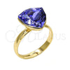 Anillo Multi Piedra 01.239.0005.7 Oro Laminado, con Tanzanite Swarovski Elements, Pulido, Tono Dorado (One size fits all)