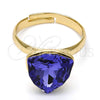 Anillo Multi Piedra 01.239.0005.7 Oro Laminado, con Tanzanite Swarovski Elements, Pulido, Tono Dorado (One size fits all)