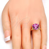 Anillo Multi Piedra 01.239.0005.8 Oro Laminado, con Rose Swarovski Elements, Pulido, Tono Dorado (One size fits all)