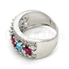 Anillo Multi Piedra 01.206.0003.1.07 Rodio Laminado, con Zirconia Cubica Multicolor, Pulido, Rodinado (Tamaño 7)