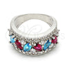 Anillo Multi Piedra 01.206.0003.1.07 Rodio Laminado, con Zirconia Cubica Multicolor, Pulido, Rodinado (Tamaño 7)