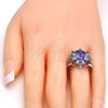 Anillo Multi Piedra 01.206.0004.1.07 Rodio Laminado, con Zirconia Cubica Multicolor, Pulido, Rodinado (Tamaño 7)