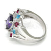 Anillo Multi Piedra 01.206.0004.1.07 Rodio Laminado, con Zirconia Cubica Multicolor, Pulido, Rodinado (Tamaño 7)