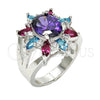Anillo Multi Piedra 01.206.0004.1.07 Rodio Laminado, con Zirconia Cubica Multicolor, Pulido, Rodinado (Tamaño 7)
